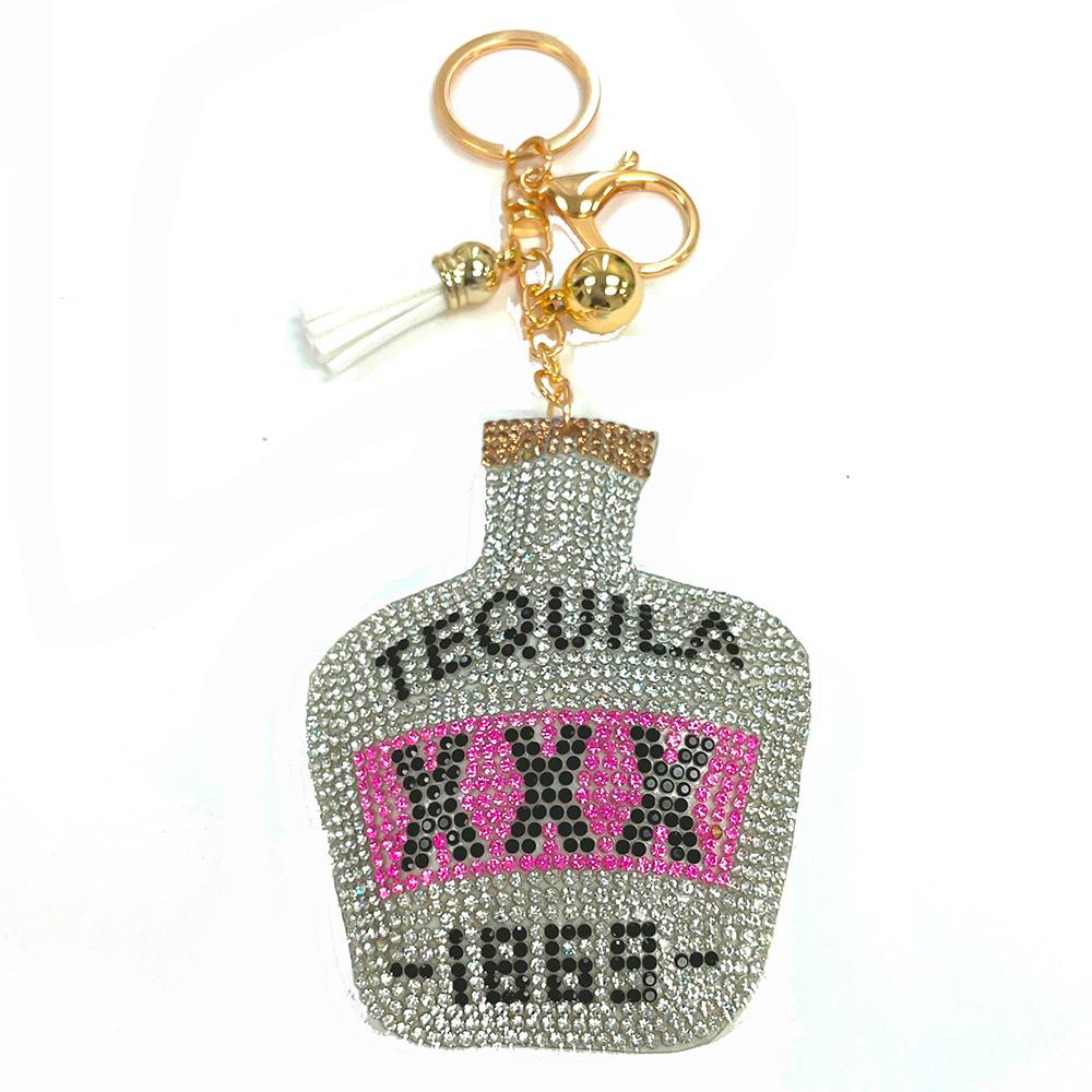 Tequila 1869 Puffy Rhinestone Keychain - Desert Dreams Boutique