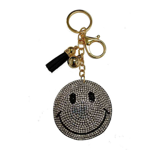 Happy Face Puffy Rhinestone Keychain - Desert Dreams Boutique