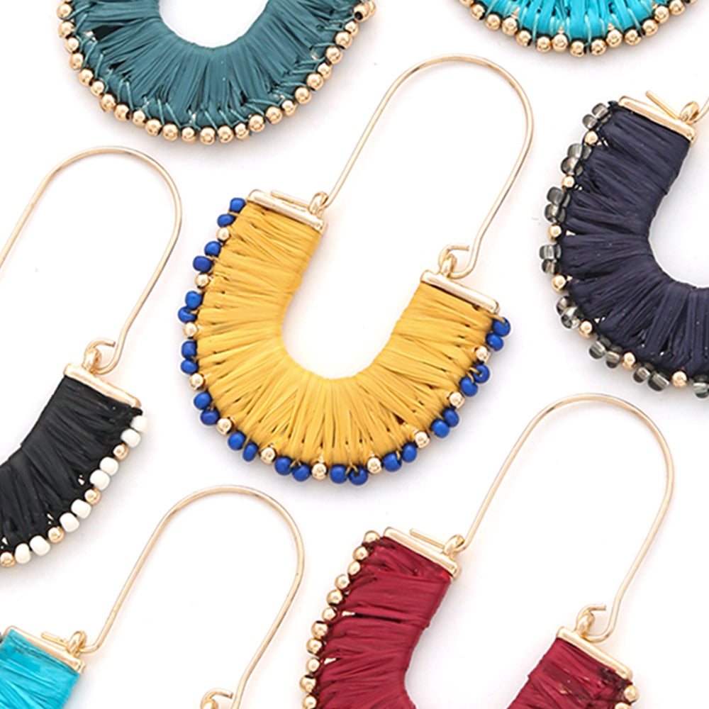 Raffia Curve Dangle Earrings - Desert Dreams Boutique