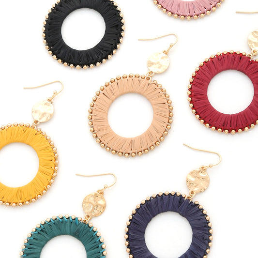 Raffia Round Dangle Earrings - Desert Dreams Boutique