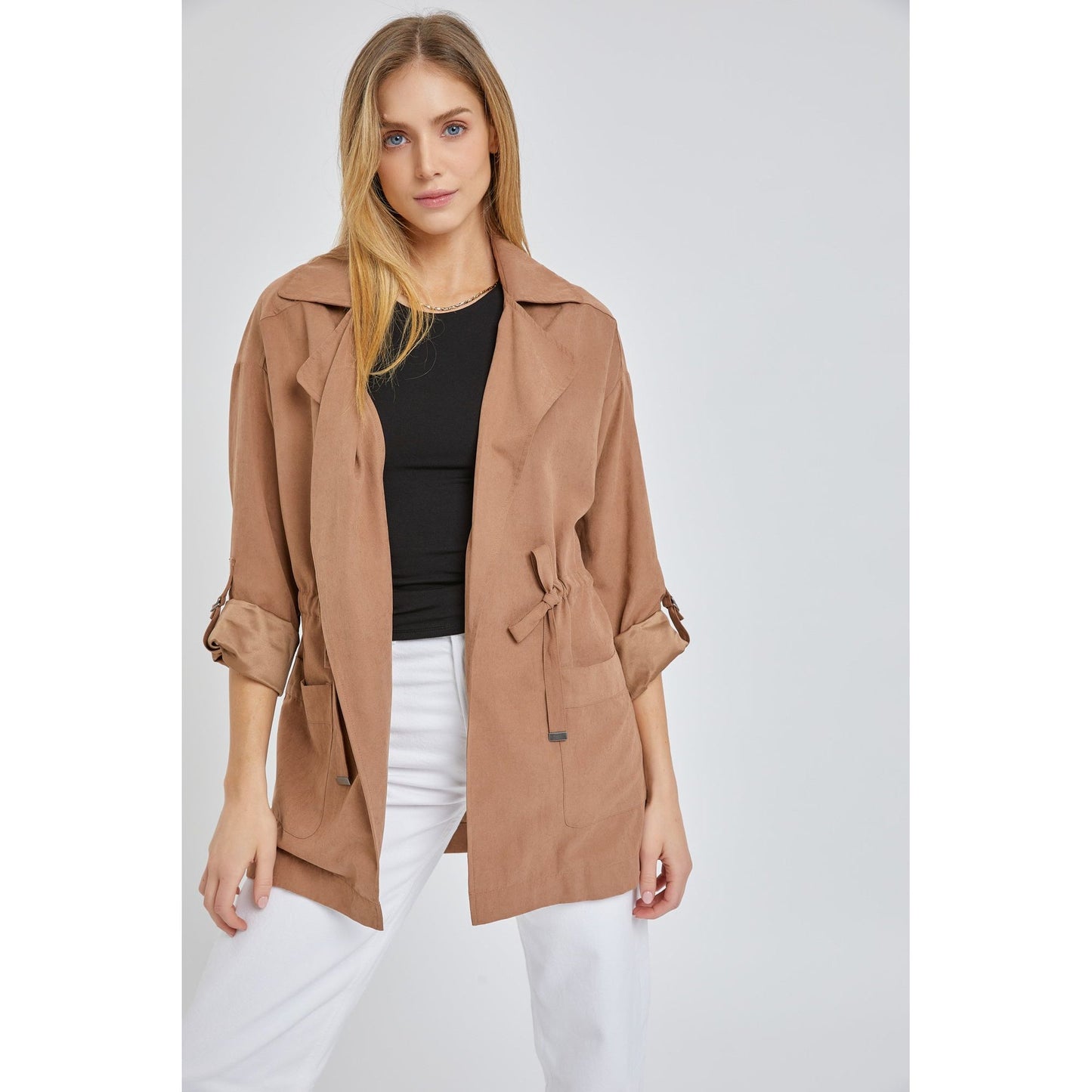 Camel Open Front Jacket - Desert Dreams Boutique