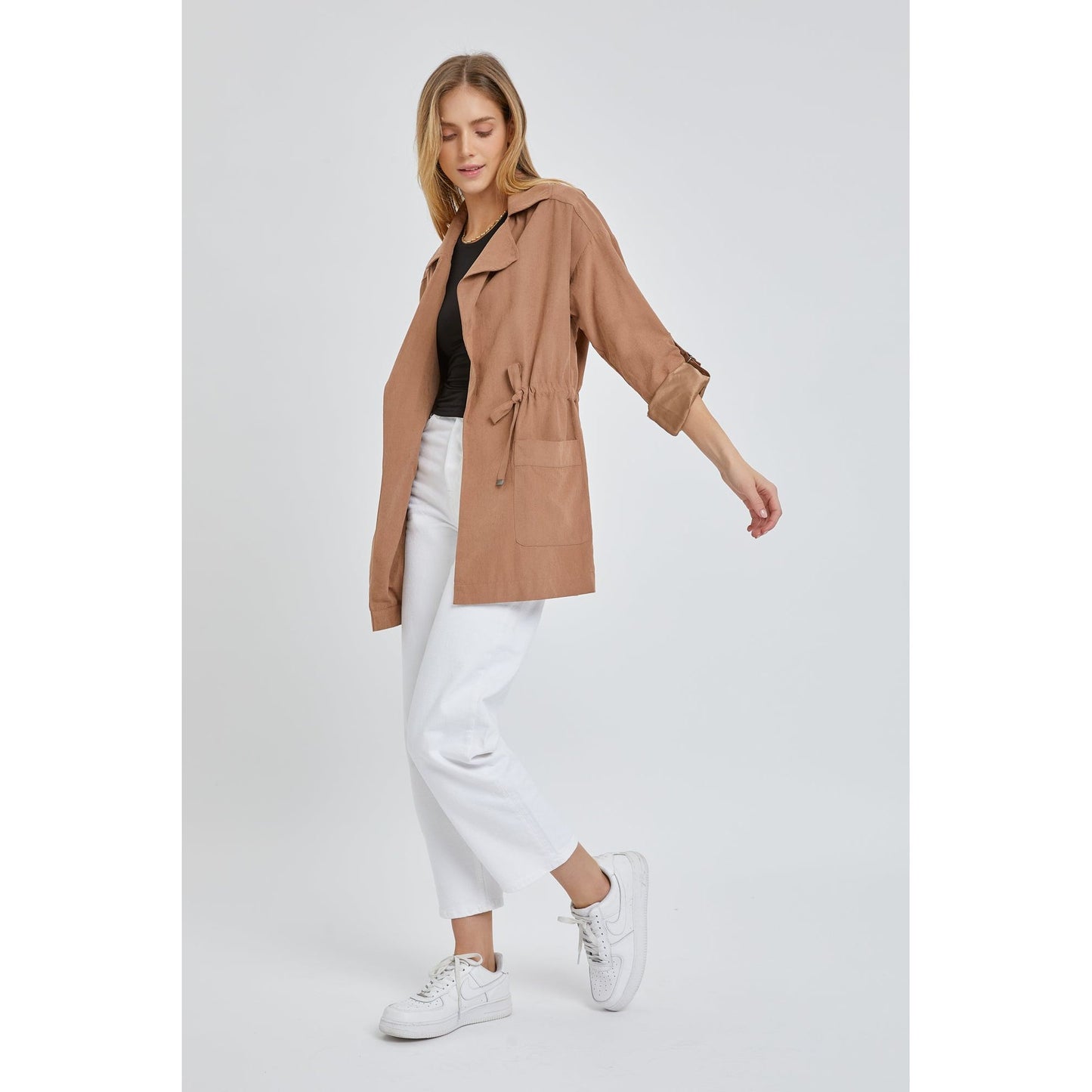 Camel Open Front Jacket - Desert Dreams Boutique