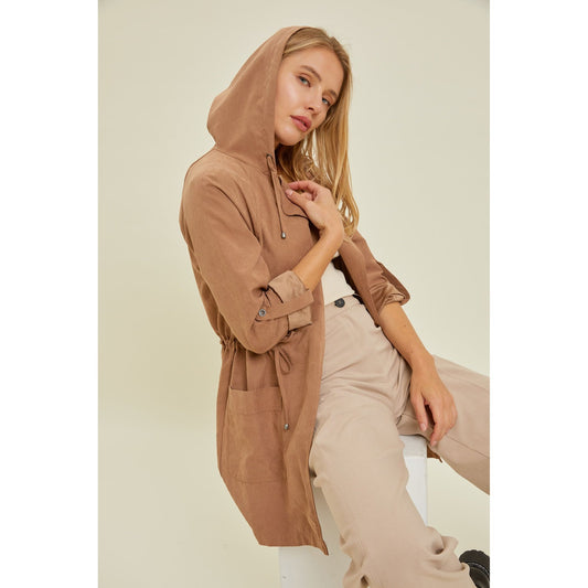 Hooded Open Front Jacket - Desert Dreams Boutique