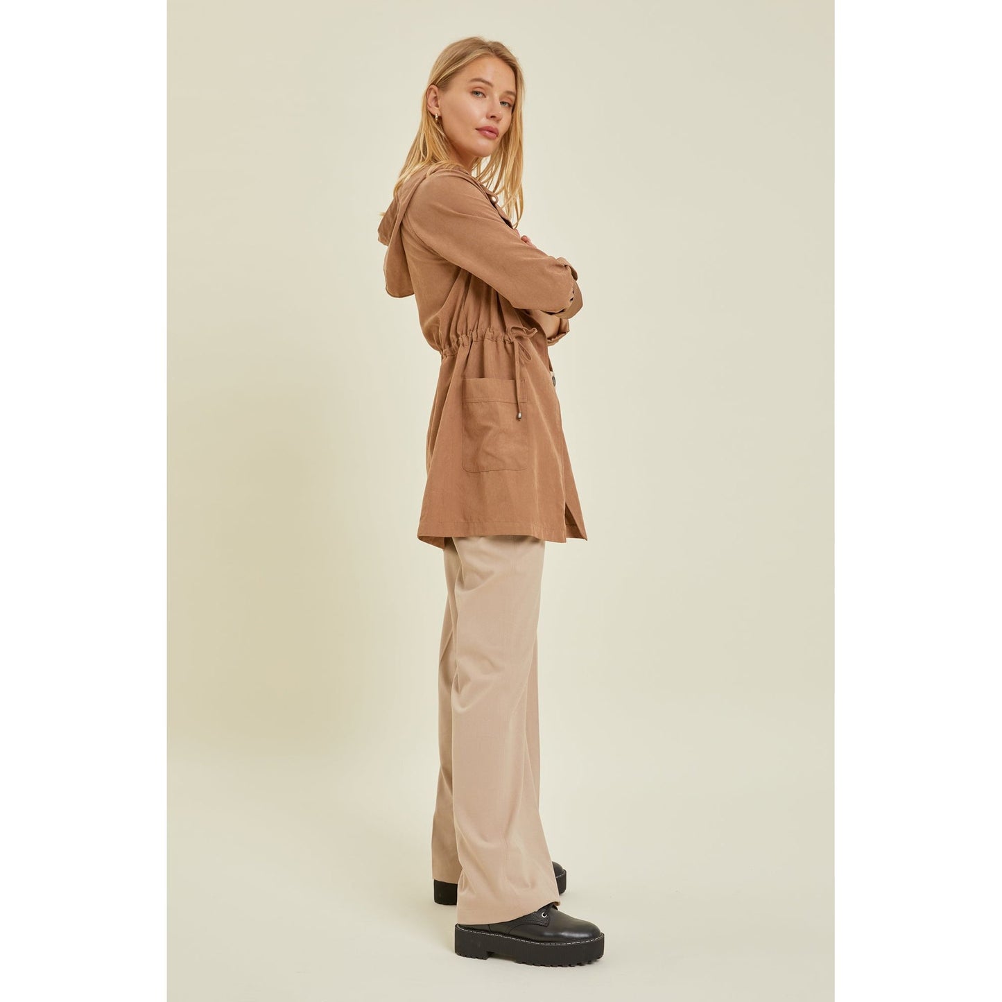 Hooded Open Front Jacket - Desert Dreams Boutique