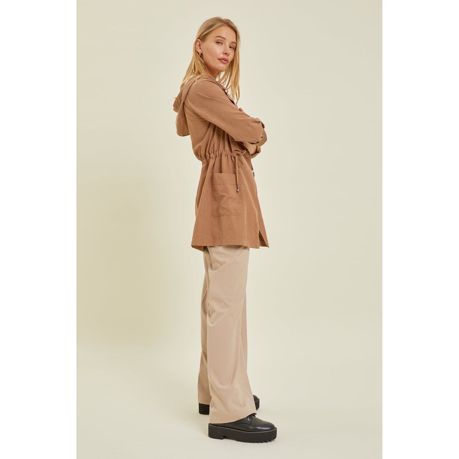 Hooded Open Front Jacket - Desert Dreams Boutique