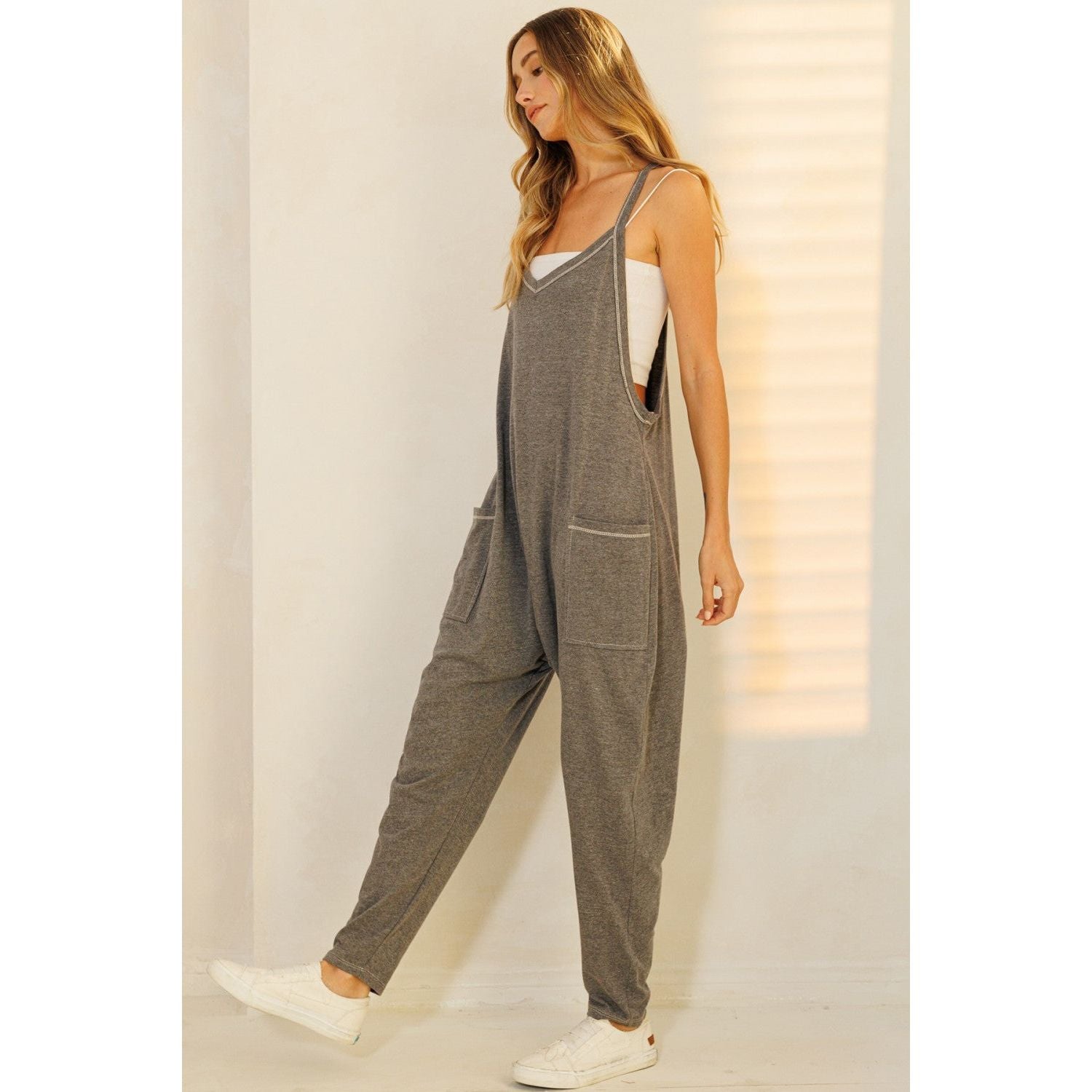 Change the Game Trending Charcoal Jumpsuit - Desert Dreams Boutique