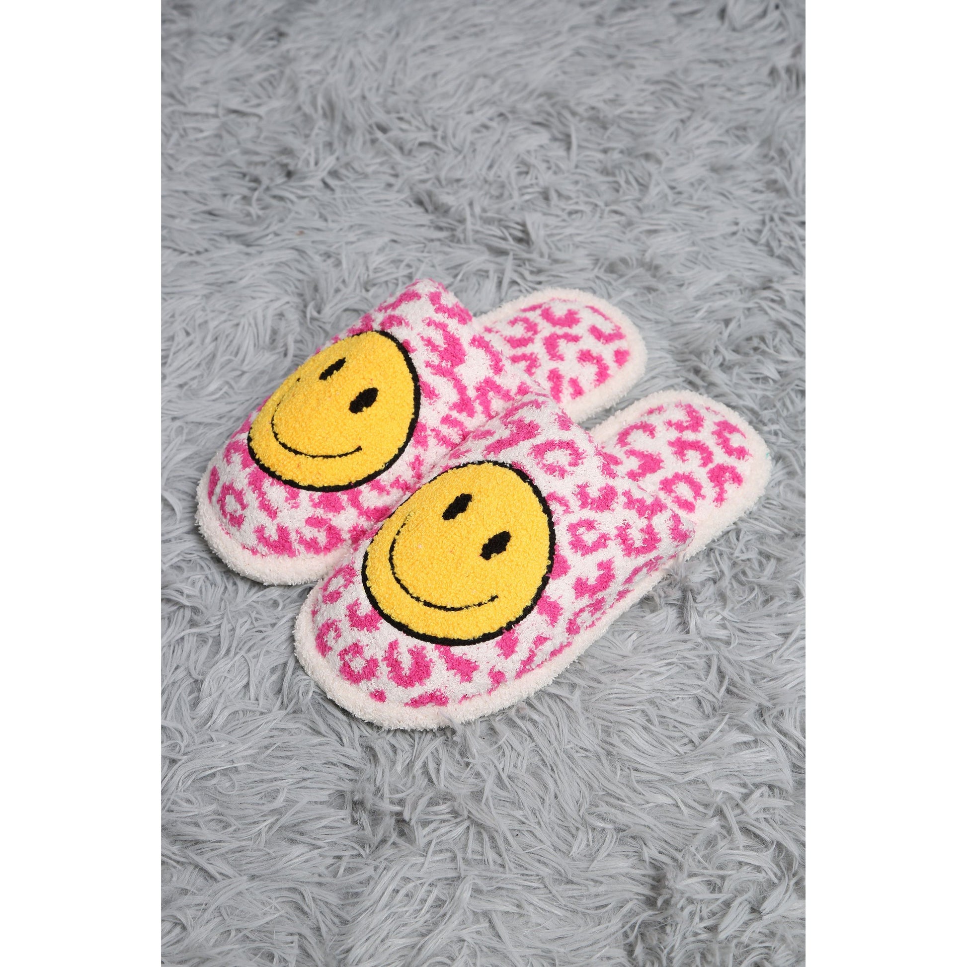 Fuchsia Leopard Print Smiley Slipper - Desert Dreams Boutique