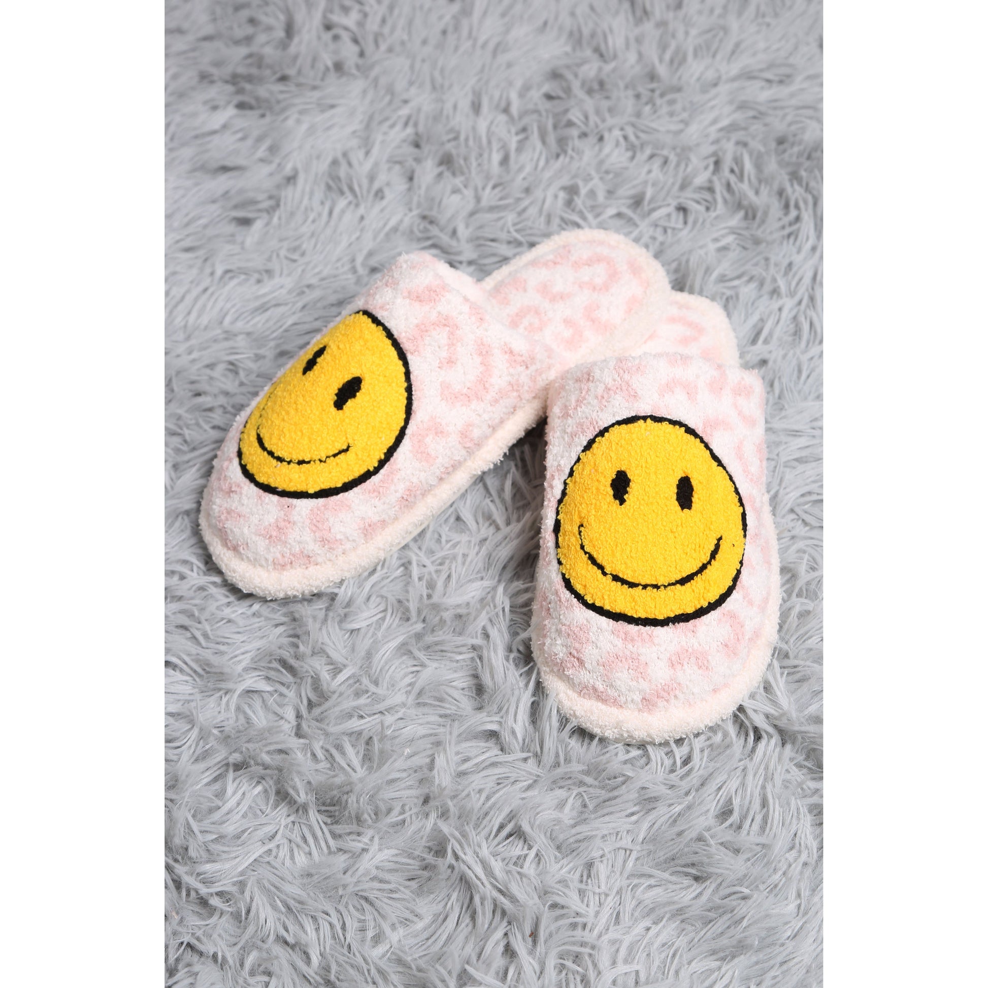 Pink Leopard Print Smiley Slipper - Desert Dreams Boutique