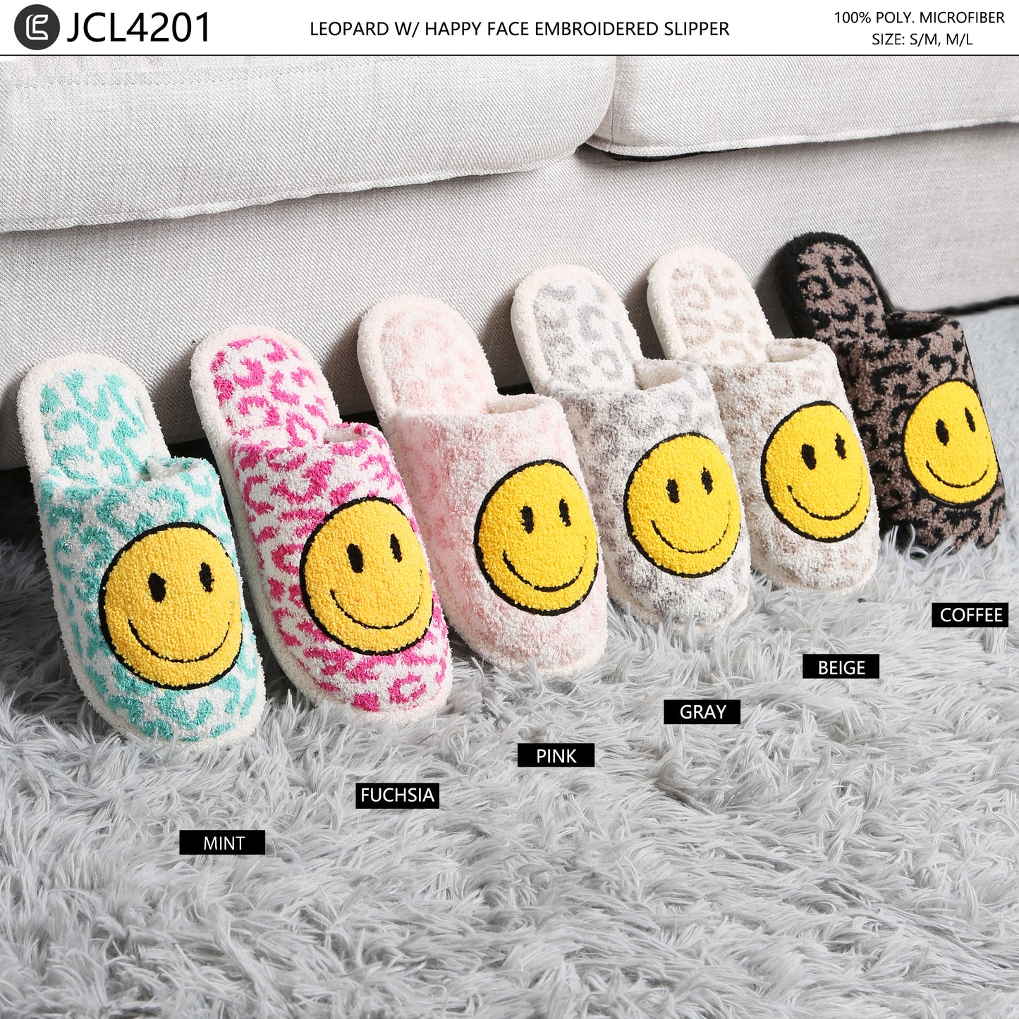 Coffee Leopard Print Smiley Slipper - Desert Dreams Boutique