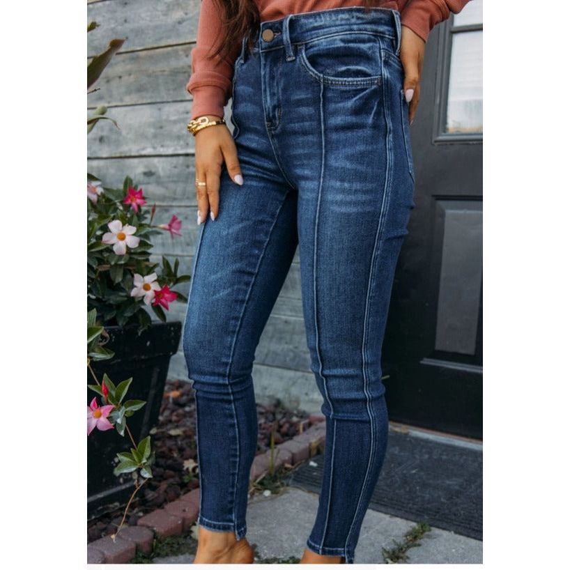 Seamed High Waist Skinny Fit Jeans - Desert Dreams Boutique