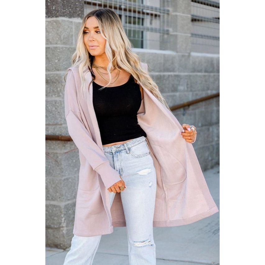 Thumb Holes Drop Shoulder Hoodie Cardigan - Desert Dreams Boutique