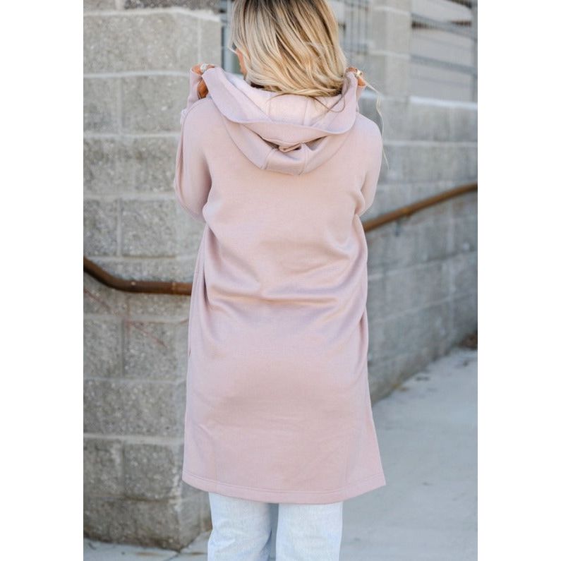 Thumb Holes Drop Shoulder Hoodie Cardigan - Desert Dreams Boutique