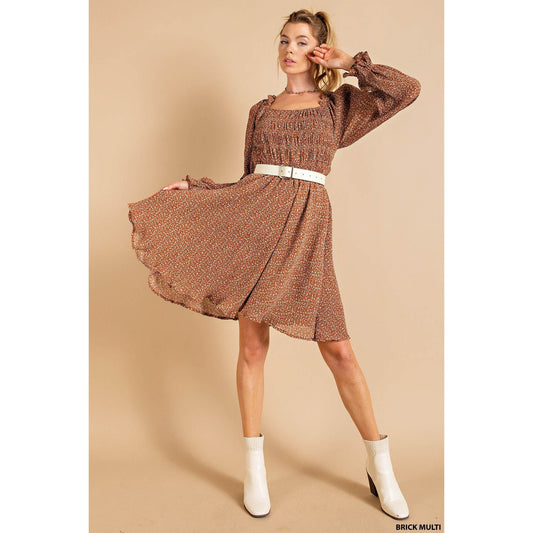 Autumn Flowers Brick Dress - Desert Dreams Boutique