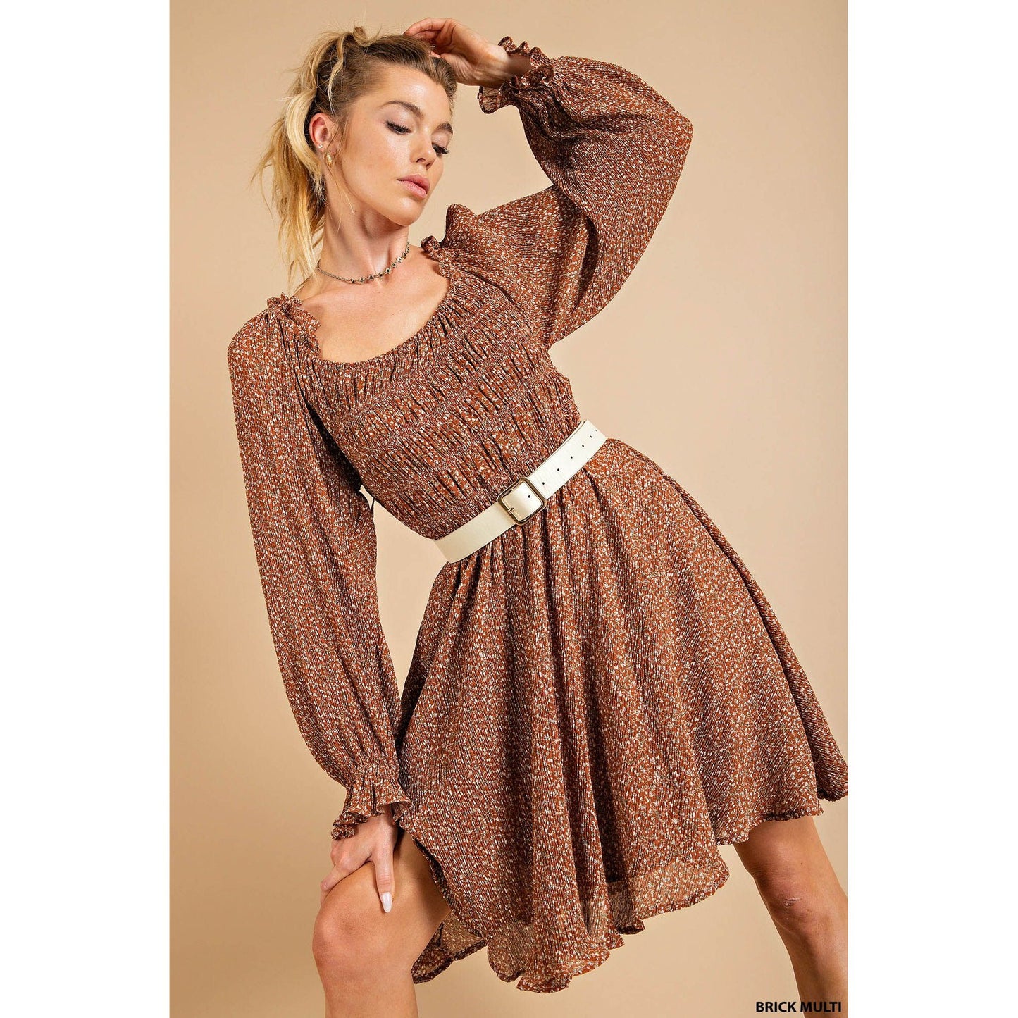 Autumn Flowers Brick Dress - Desert Dreams Boutique
