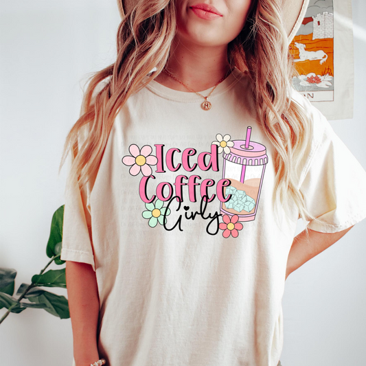 Iced Coffee Girly Graphic Tee Shirt
