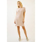 Drop Shoulder Roll Up Sleeve Dress