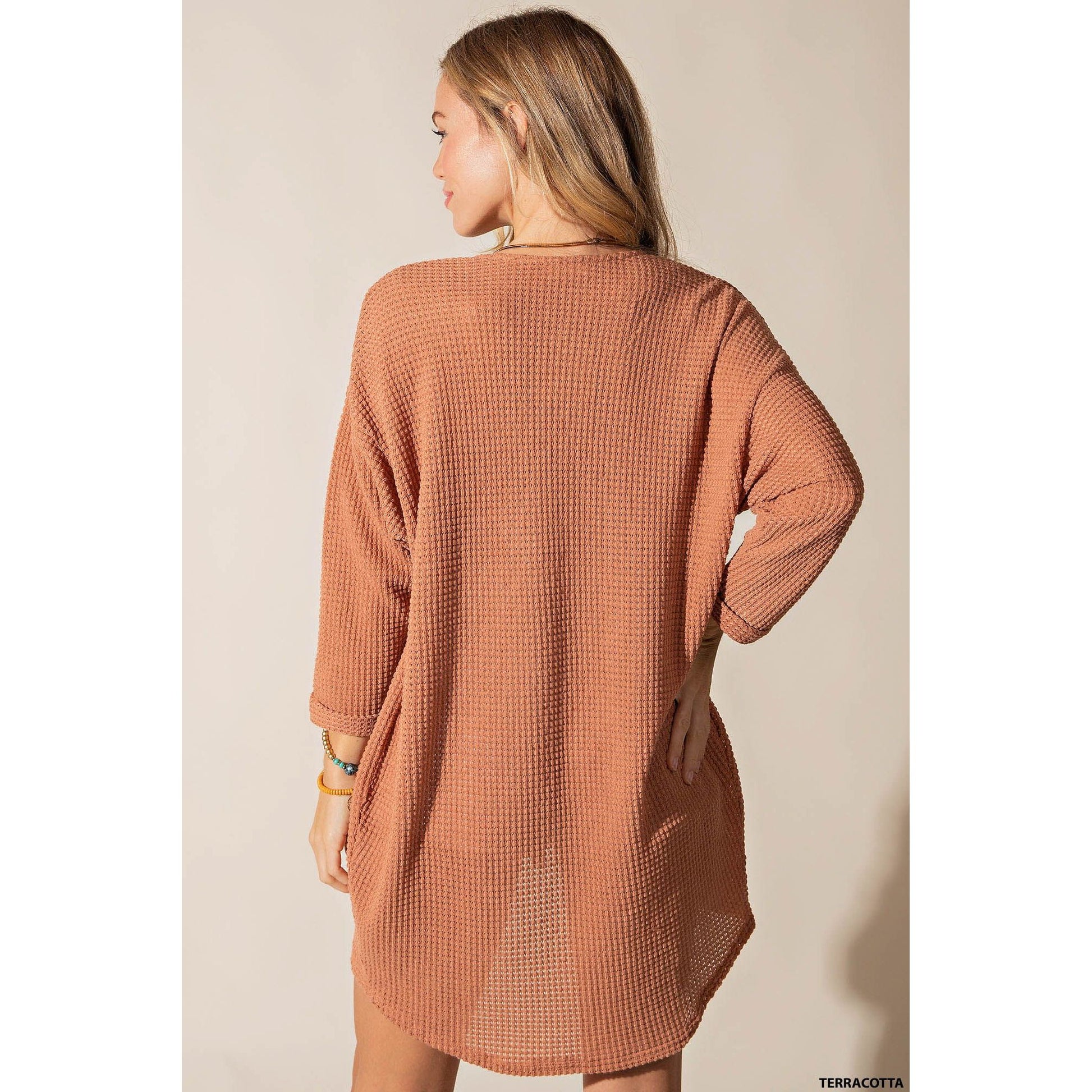 Terracotta Basic Knit Cardigan - Desert Dreams Boutique