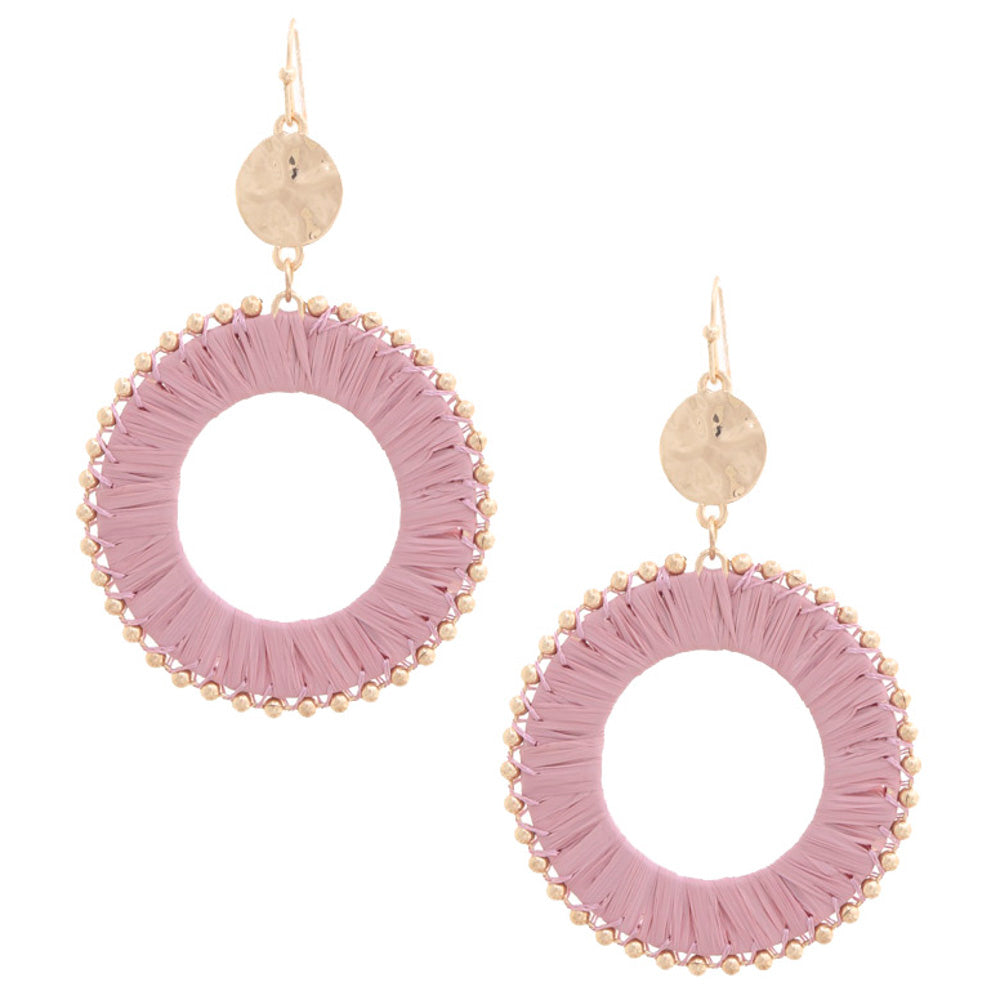 Raffia Round Dangle Earrings - Desert Dreams Boutique
