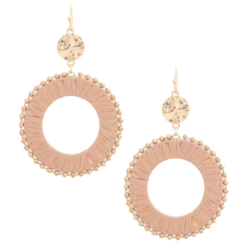 Raffia Round Dangle Earrings - Desert Dreams Boutique