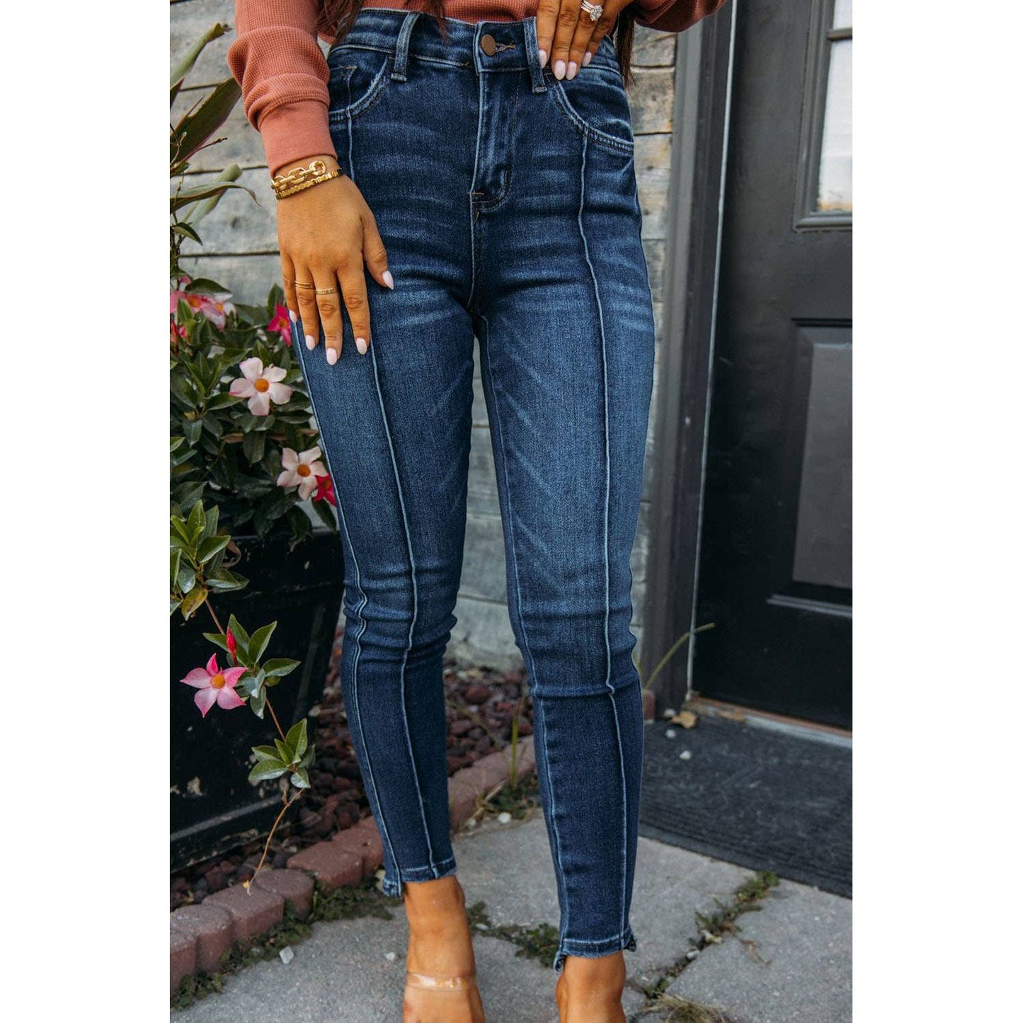 Seamed High Waist Skinny Fit Jeans - Desert Dreams Boutique