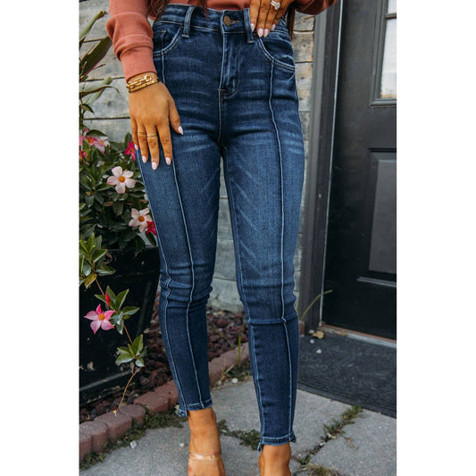 Seamed High Waist Skinny Fit Jeans - Desert Dreams Boutique